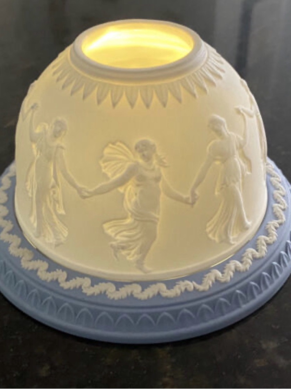 Wedgwood Blue Jasperwear “Dancing Hours” Lithophane Fairy Lamp